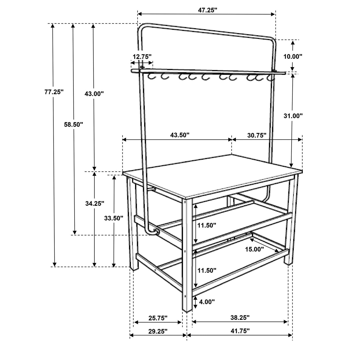 Hollis 3-piece Kitchen Island Counter Height Table with Stools Brown and White