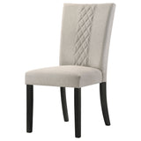 Malia Upholstered Solid Back Dining Side Chair Beige and Black (Set of 2)