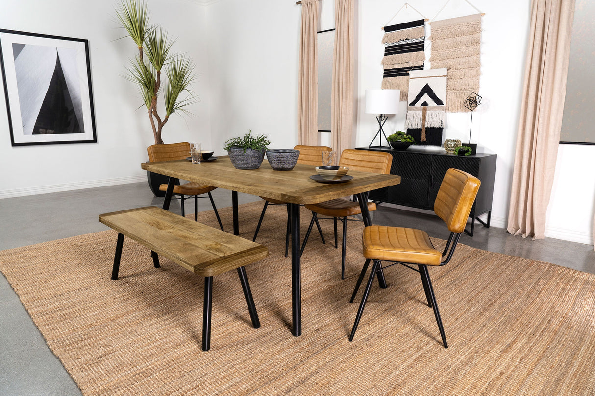 Maverick Rectangular Tapered Legs Dining Table Natural Mango and Black