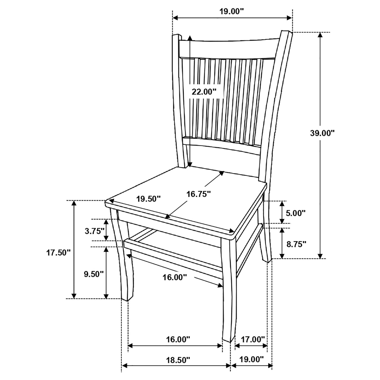 Marbrisa Slat Back Dining Side Chair Matte Black (Set of 2)