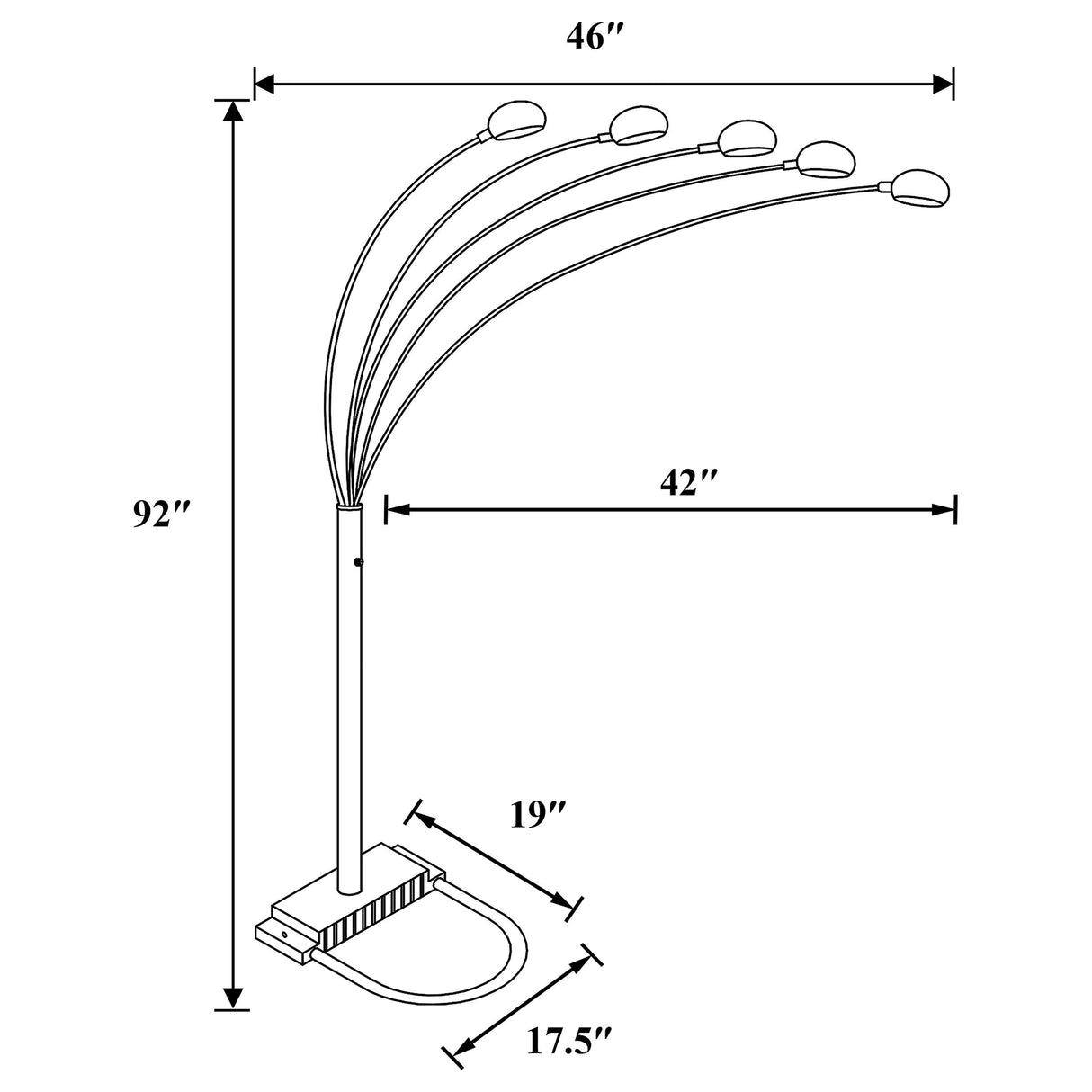 Kayd 5-light Floor Lamp Satin Black