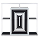 Zinnia 2-tier Bar Unit Glossy Black and White