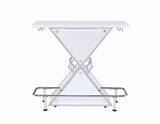 Atoka X-shaped Bar Unit with Wine Bottle Storage Glossy White