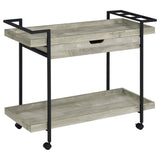 Ventura 2-tier Bar Cart with Storage Drawer Grey Driftwood