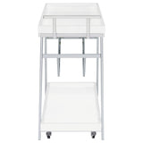 Kinney 2-tier Bar Cart with Storage Drawer White High Gloss and Chrome