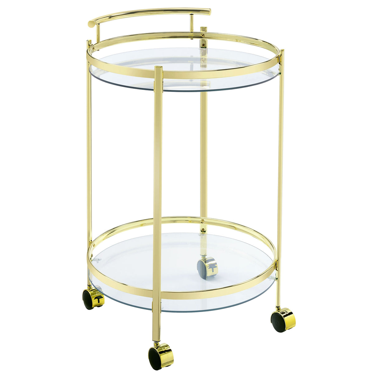 Chrissy 2-tier Round Glass Bar Cart Brass