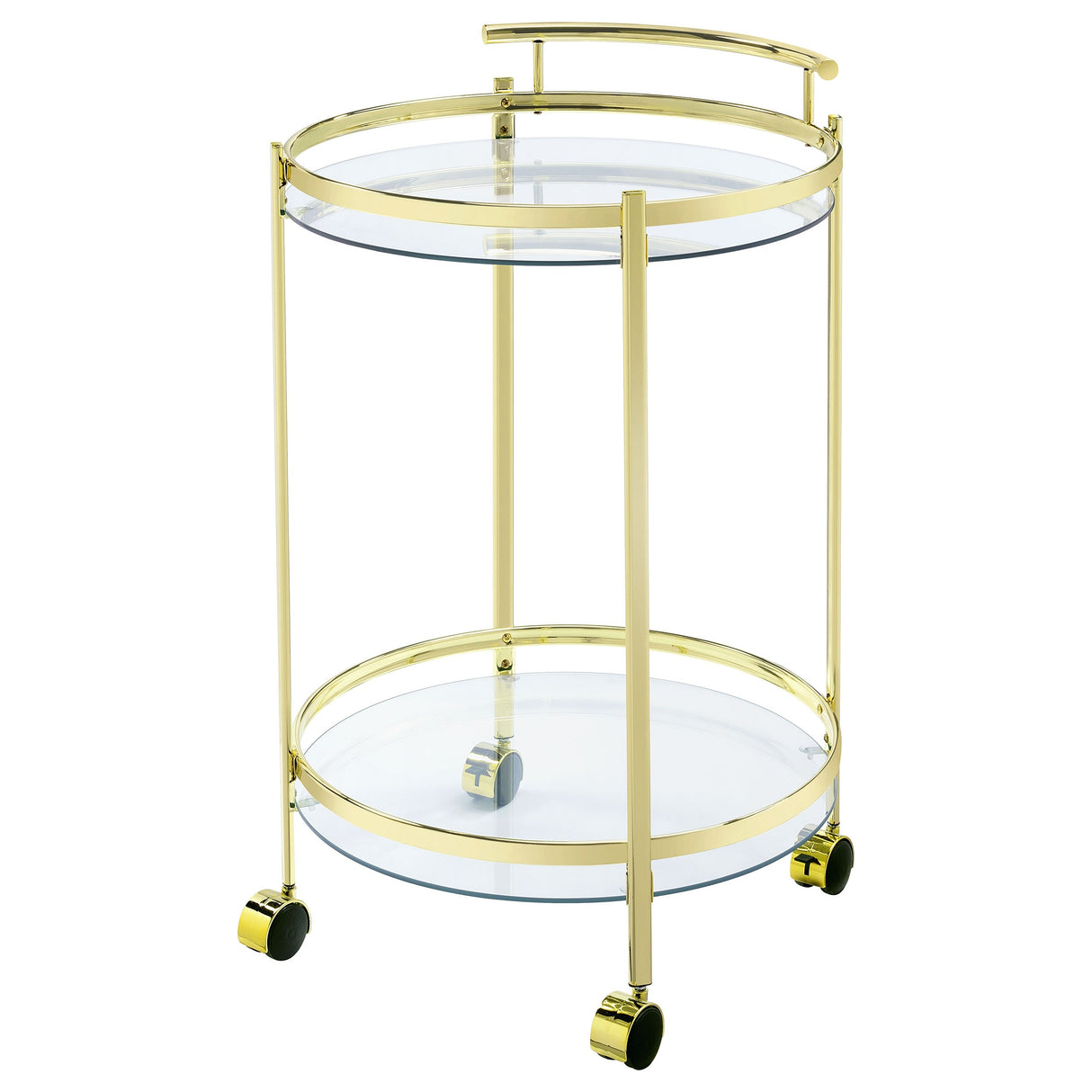 Chrissy 2-tier Round Glass Bar Cart Brass