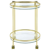 Chrissy 2-tier Round Glass Bar Cart Brass