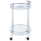 Chrissy 2-tier Round Glass Bar Cart Brass