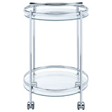 Chrissy 2-tier Round Glass Bar Cart Brass