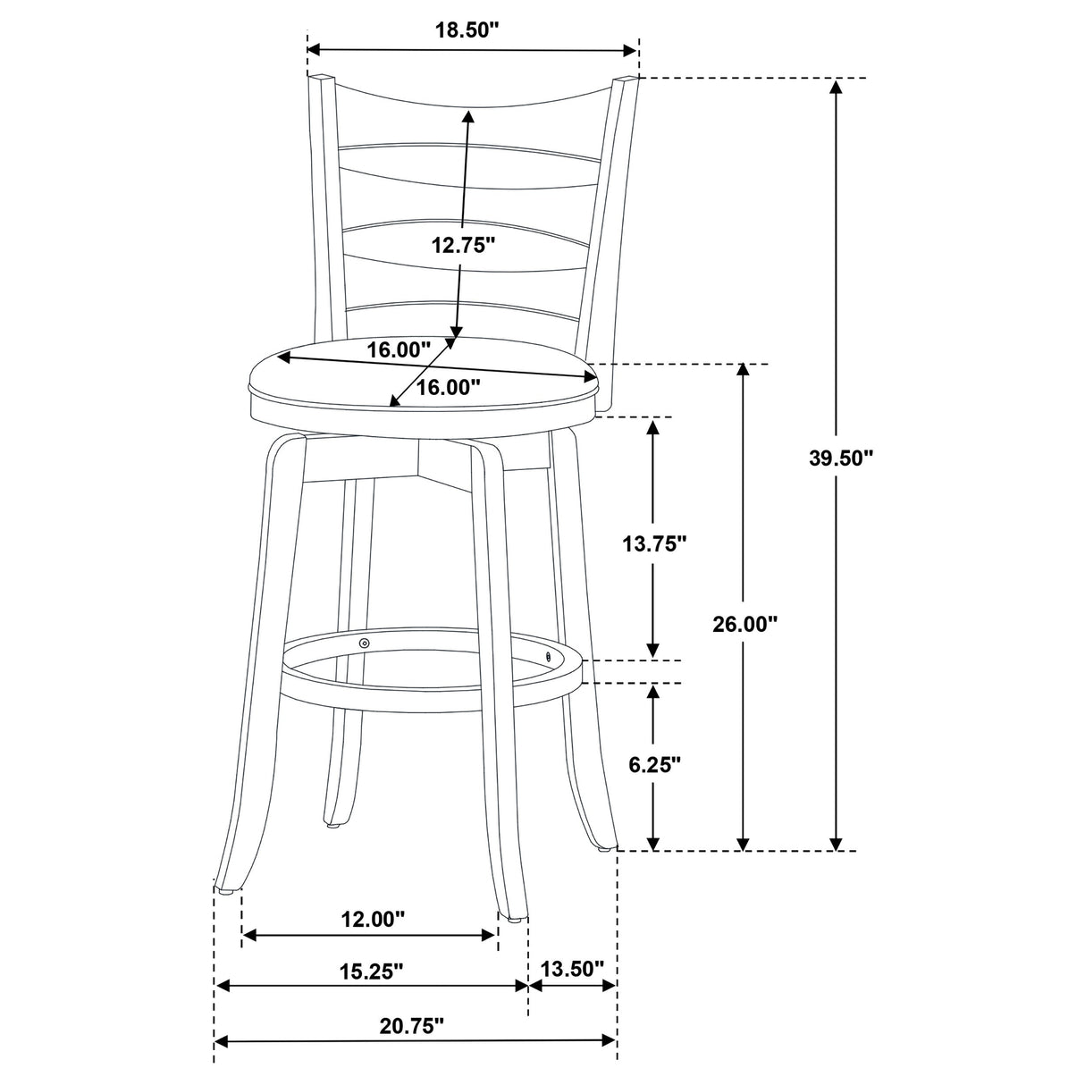 Murphy Ladder Back Counter Height Swivel Bar Stool Dark Cherry and Brown