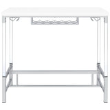 Norcrest Pub Height Bar Table with Acrylic Legs and Wine Storage White High Gloss