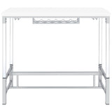 Norcrest Pub Height Bar Table with Acrylic Legs and Wine Storage White High Gloss