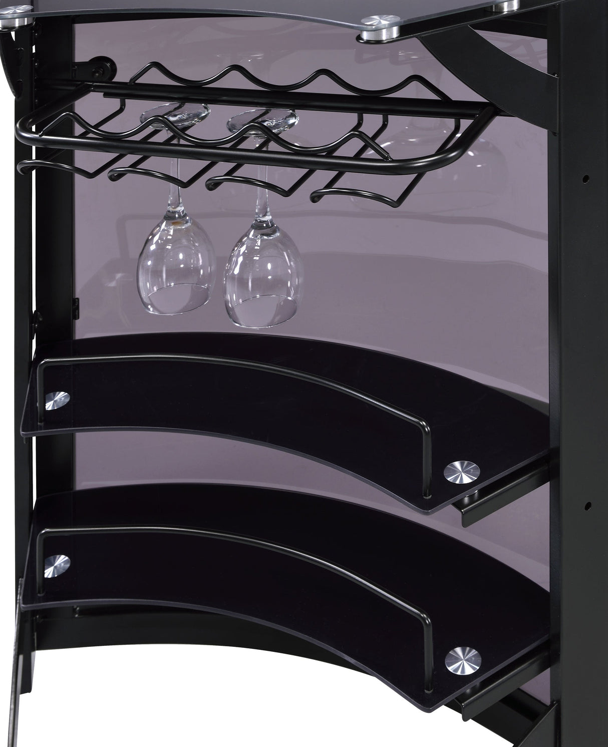 Dallas 2-shelf Curved Home Bar Smoke and Black Glass (Set of 3)