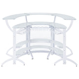 Dallas 2-shelf Curved Home Bar White and Frosted Glass (Set of 3)