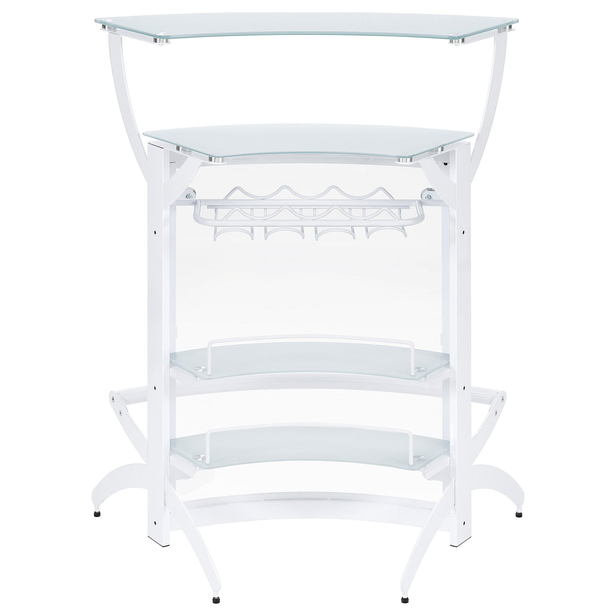 Dallas 2-shelf Curved Home Bar White and Frosted Glass (Set of 3)