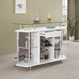 Gideon Crescent Shaped Glass Top Bar Unit with Drawer