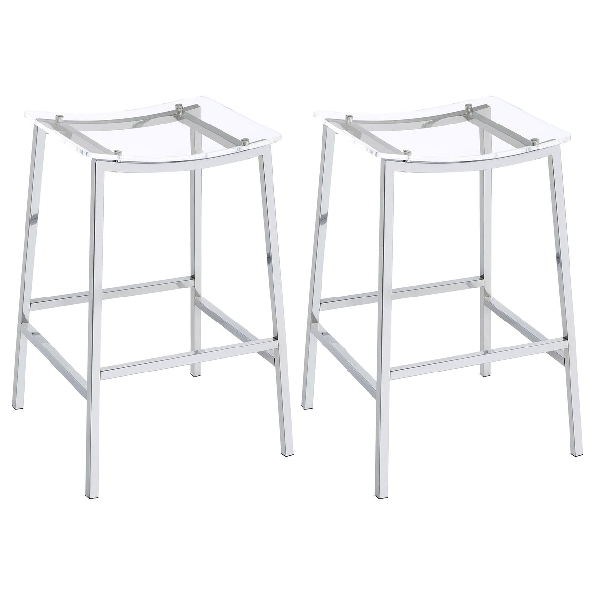 Jovani Acrylic Backless Bar Stools Clear and Chrome (Set of 2)