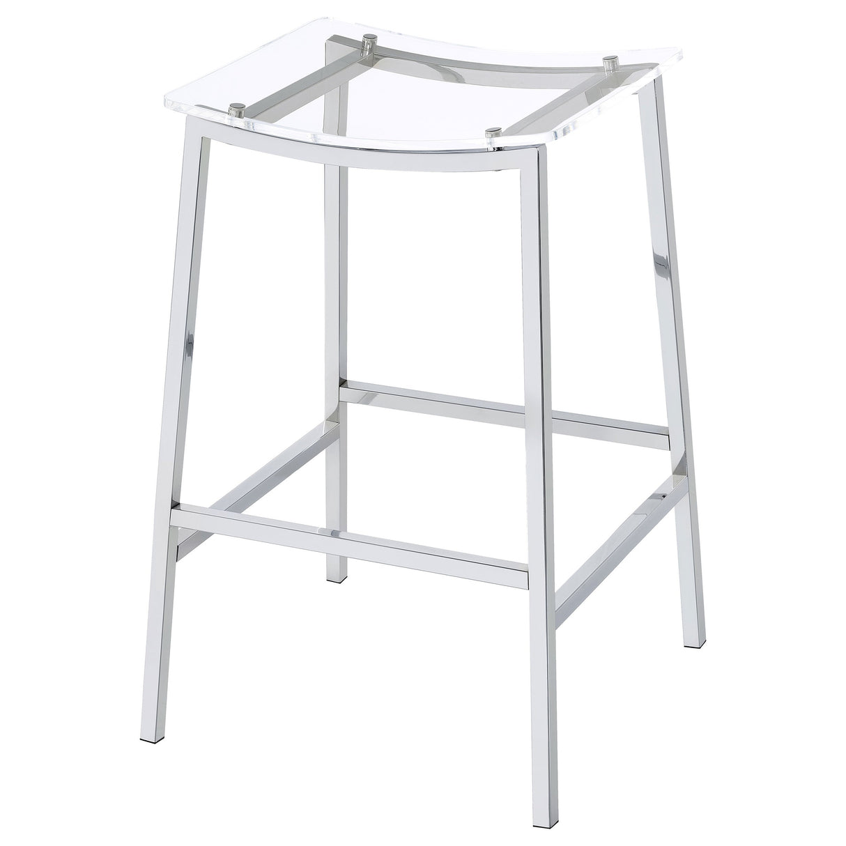 Jovani Acrylic Backless Bar Stools Clear and Chrome (Set of 2)