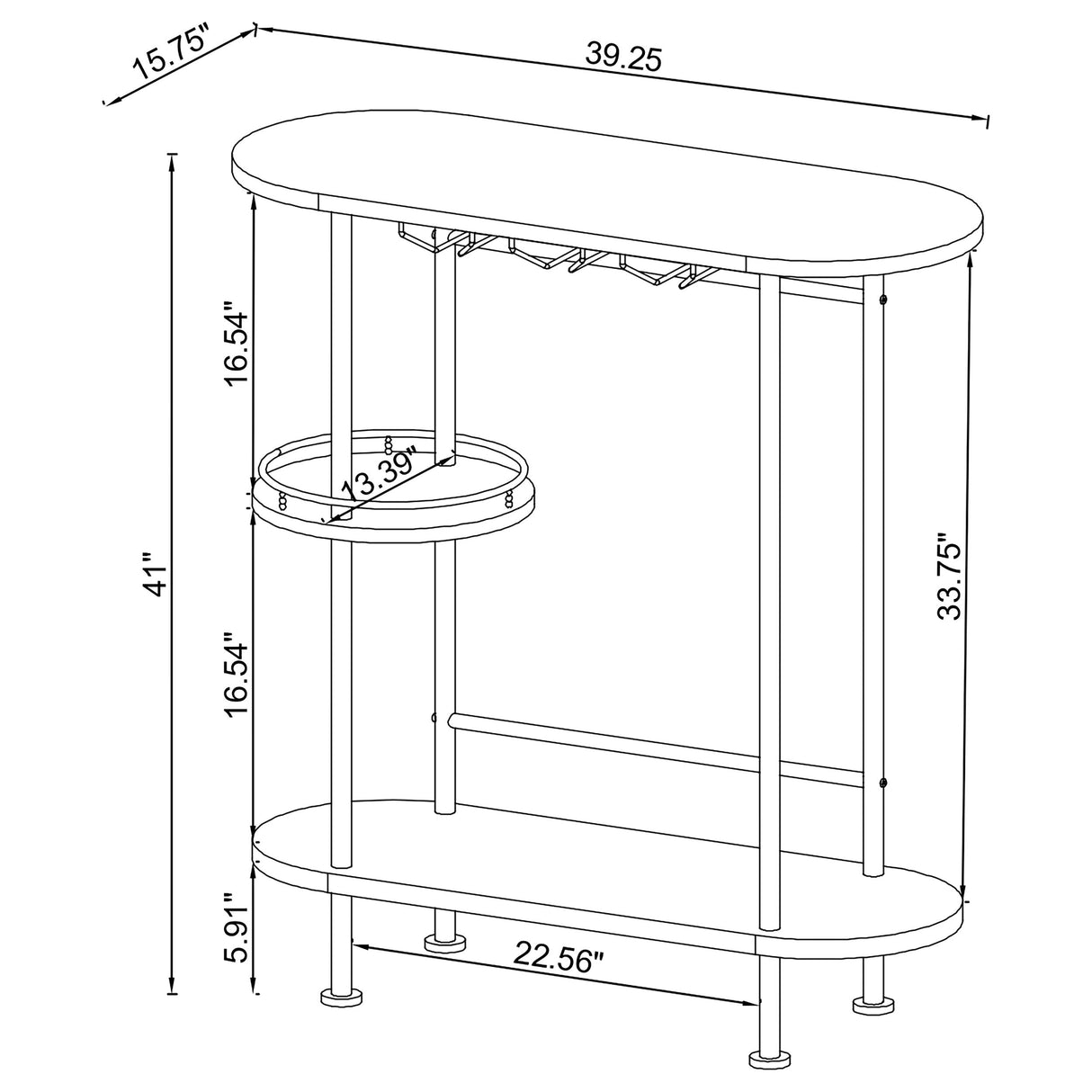 Ferguson 3-tier Bar Unit Black Nickel and Black Oak