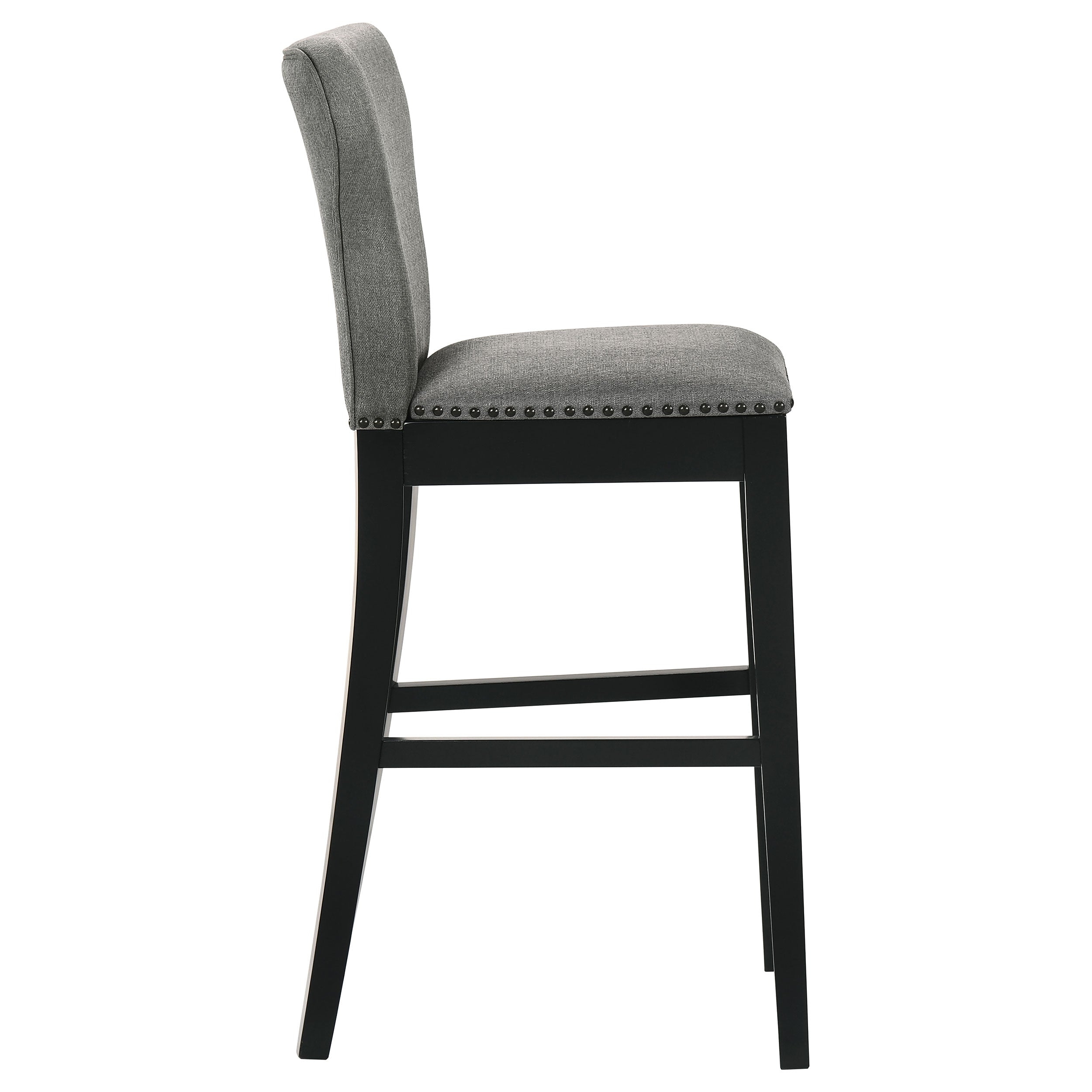 Rolando Upholstered Solid Back Bar Stools with Nailhead Trim (Set of 2) Grey and Black