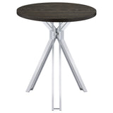 Edgerton Round Wood Top Bar Table Dark Oak and Chrome