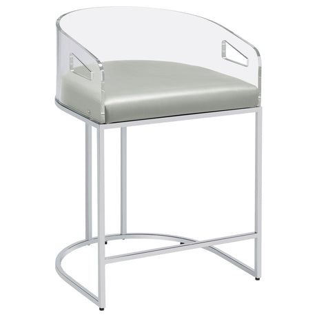 Thermosolis Acrylic Back Counter Height Stools Grey and Chrome (Set of 2)