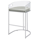 Thermosolis Acrylic Back Bar Stools Grey and Chrome (Set of 2)