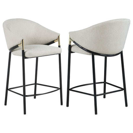 Chadwick Sloped Arm Bar Stools Beige and Glossy Black (Set of 2)