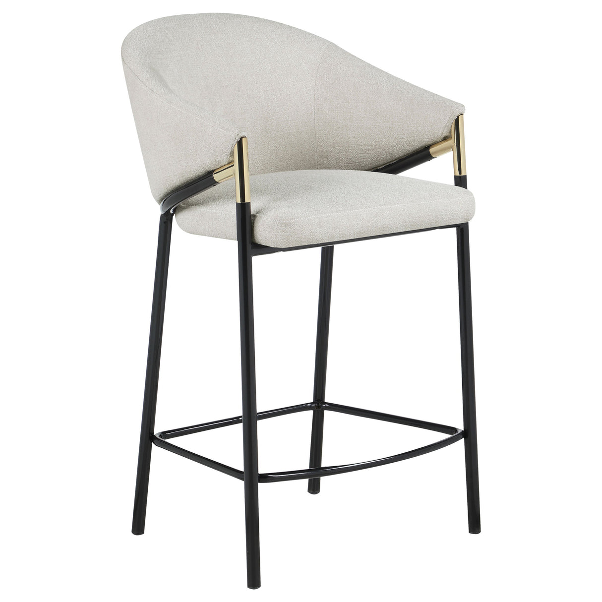 Chadwick Sloped Arm Bar Stools Beige and Glossy Black (Set of 2)