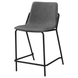 Earnest Solid Back Upholstered Bar Stools Grey and Black (Set of 2)