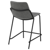 Earnest Solid Back Upholstered Bar Stools Grey and Black (Set of 2)