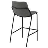 Earnest Solid Back Upholstered Bar Stools Grey and Black (Set of 2)