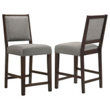 Bedford Upholstered Open Back Bar Stools with Footrest (Set of 2) Grey and Espresso