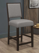 Bedford Upholstered Open Back Bar Stools with Footrest (Set of 2) Grey and Espresso