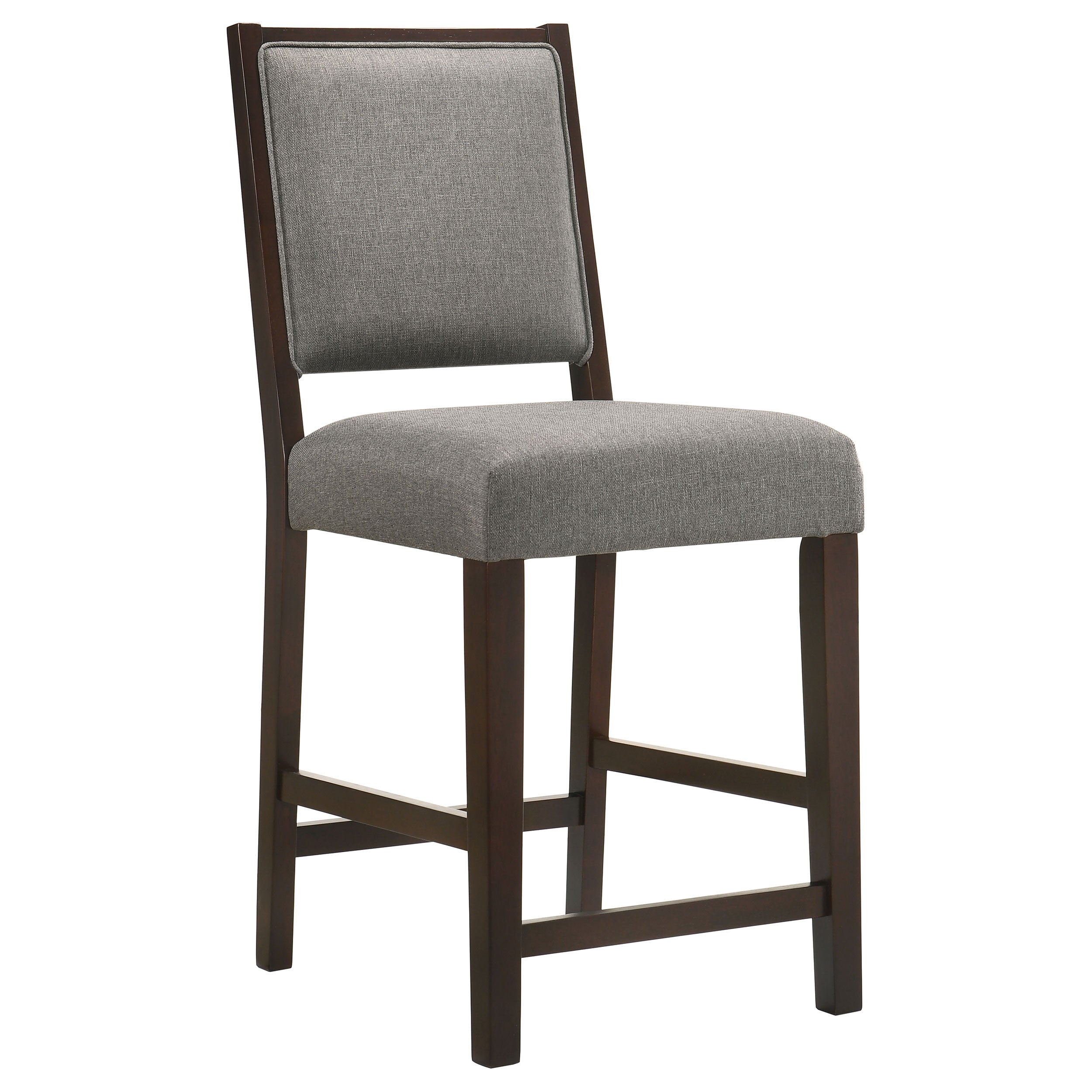 Bedford Upholstered Open Back Bar Stools with Footrest (Set of 2) Grey and Espresso