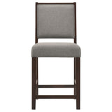 Bedford Upholstered Open Back Bar Stools with Footrest (Set of 2) Grey and Espresso