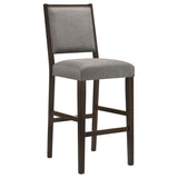 Bedford Upholstered Open Back Bar Stools with Footrest (Set of 2) Grey and Espresso