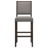 Bedford Upholstered Open Back Bar Stools with Footrest (Set of 2) Grey and Espresso