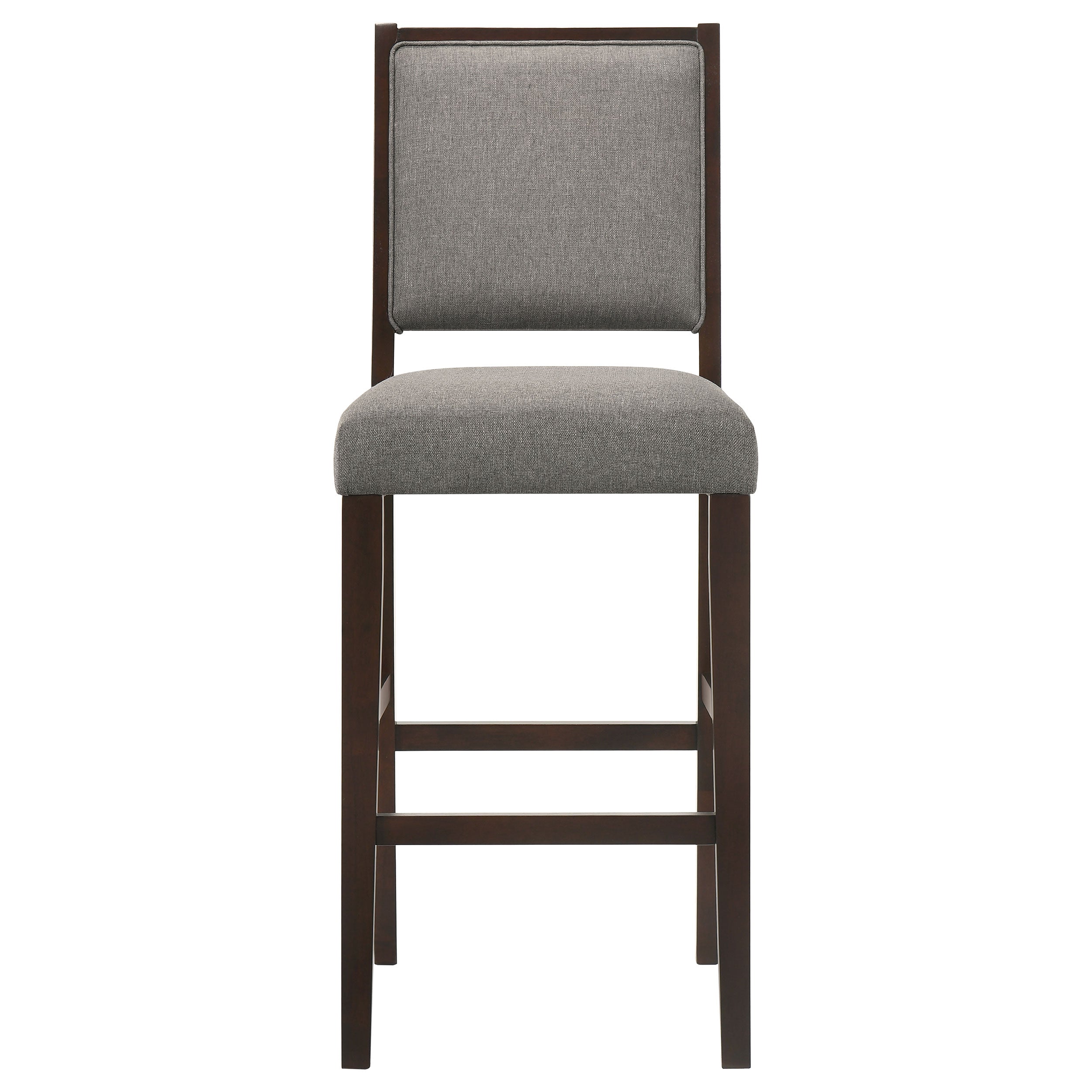 Bedford Upholstered Open Back Bar Stools with Footrest (Set of 2) Grey and Espresso