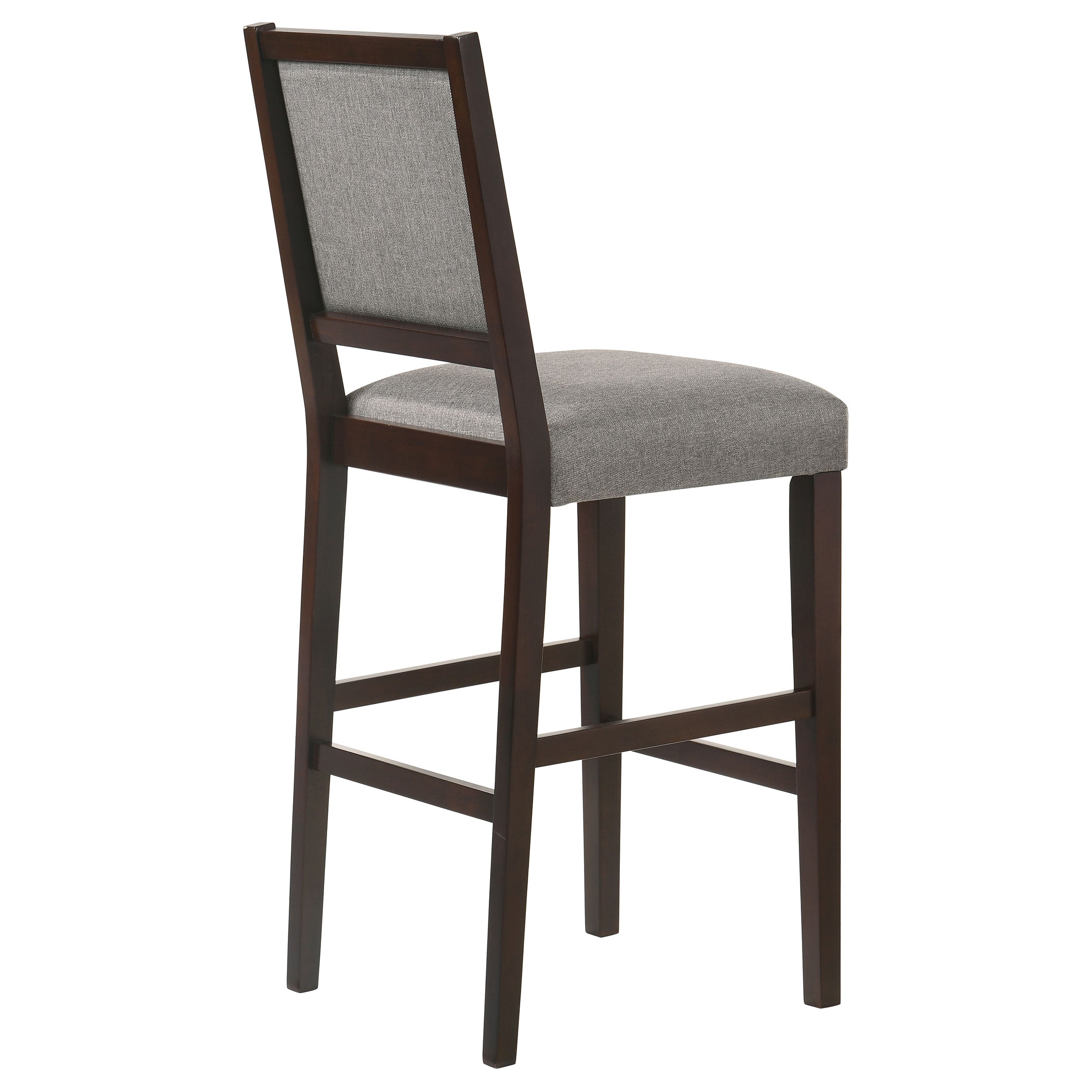 Bedford Upholstered Open Back Bar Stools with Footrest (Set of 2) Grey and Espresso