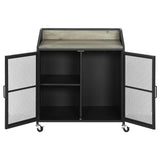 Arlette Wine Cabinet with Wire Mesh Doors Grey Wash and Sandy Black