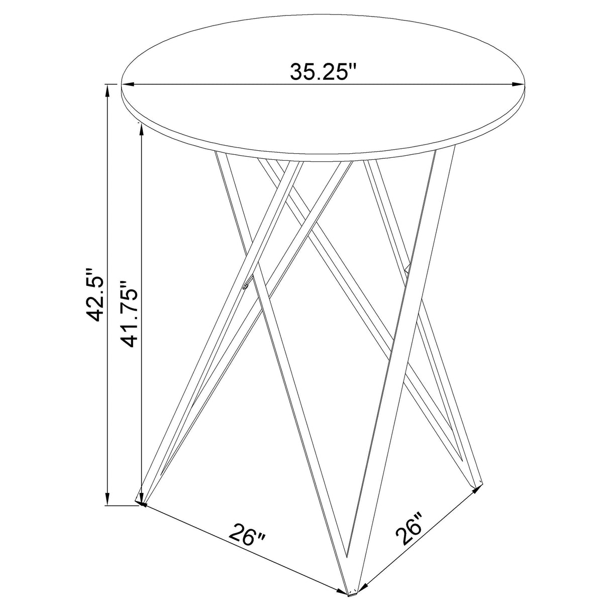 Edgerton Round Wood Top Bar Table Dark Oak and Chrome