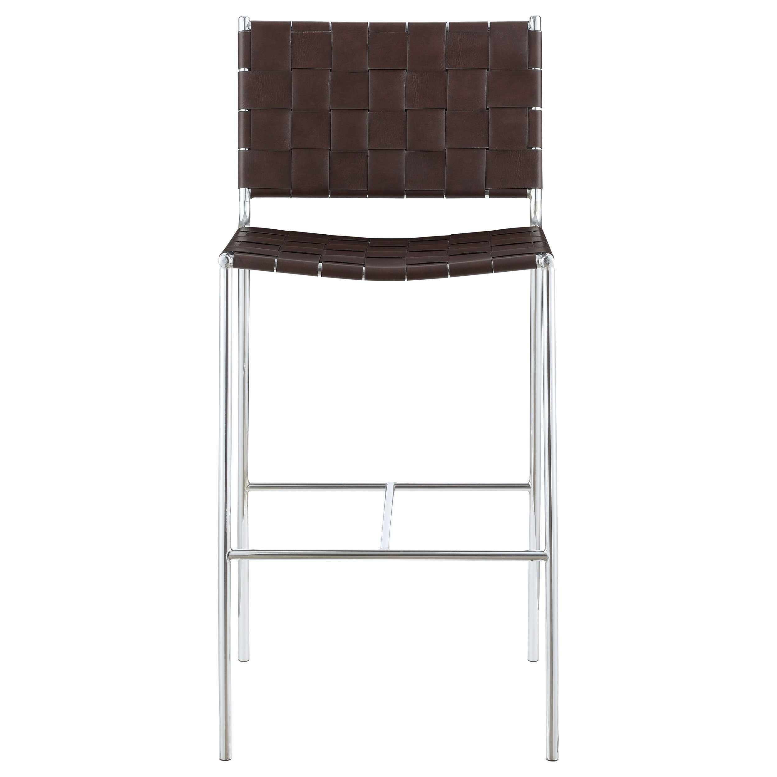 Adelaide Upholstered Bar Stool with Open Back Brown and Chrome