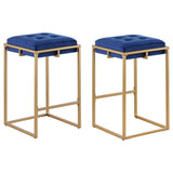 Nadia Square Padded Seat Bar Stool (Set of 2) Blue and Gold