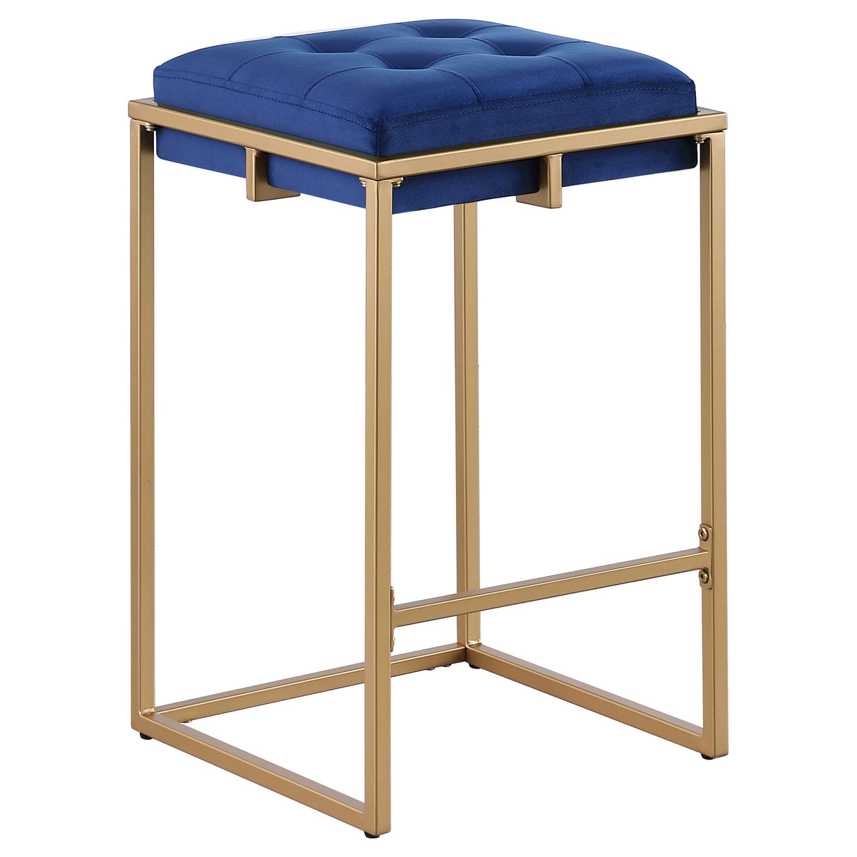 Nadia Square Padded Seat Bar Stool (Set of 2) Blue and Gold