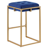 Nadia Square Padded Seat Bar Stool (Set of 2) Blue and Gold