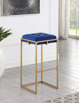 Nadia Square Padded Seat Bar Stool (Set of 2) Blue and Gold