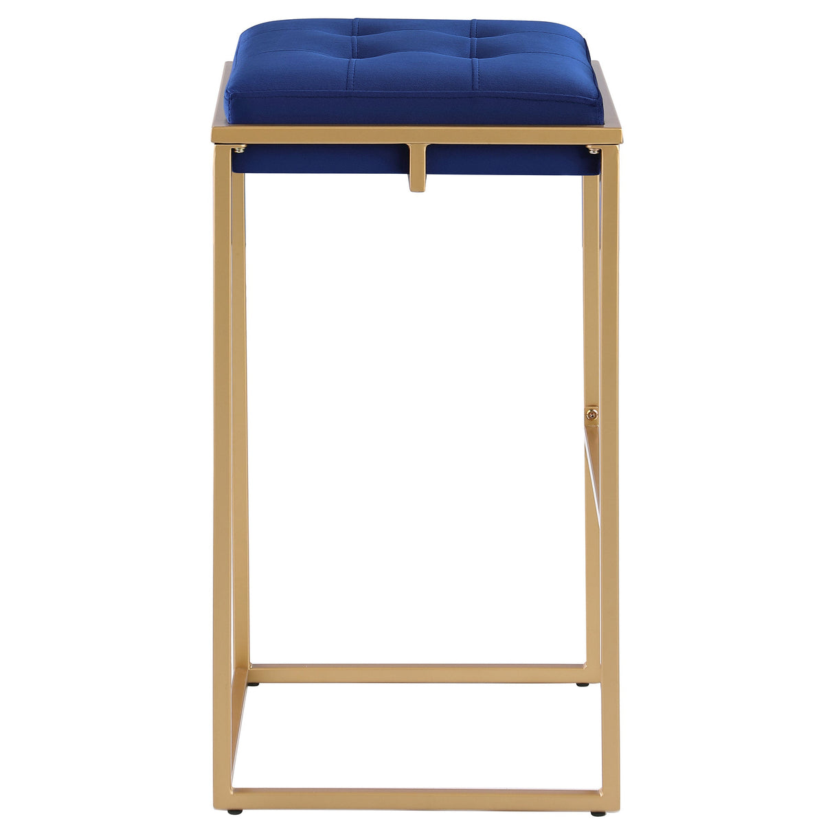 Nadia Square Padded Seat Bar Stool (Set of 2) Blue and Gold