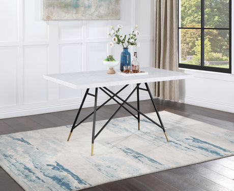 Gabrielle Rectangular Marble Top Dining Table White and Black